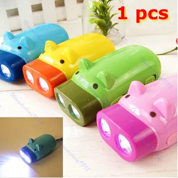 

Hand Pressing Power Pig 2 LED Flash Light Flashlight Wind-up Dynamo Torch Lamp 28TC