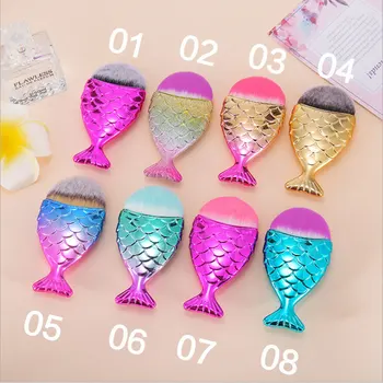 

Make Up Brushes Cosmetic Professional Tail Mermaid Holder Shape Makeup Brush Foundation Cosmetic Fish Tools Kit Powder Face