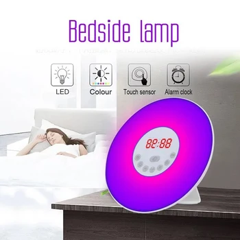 Reloj Despertador Digital con luz LED de mesa, Despertador electrónico Sunrise, alarma, posponer los relojes, Radio FM, escritorio