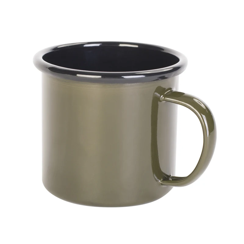 Outdoor customized printed bulk enamel mugs with handle China ceramic mug