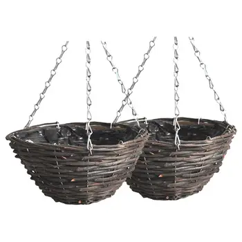 

2PCS 30cm Flower Pot Macetas Plant Pot Hanging Flowerpot Handmade Rattan Planter Hanging Basket For Home Balcony Decoration