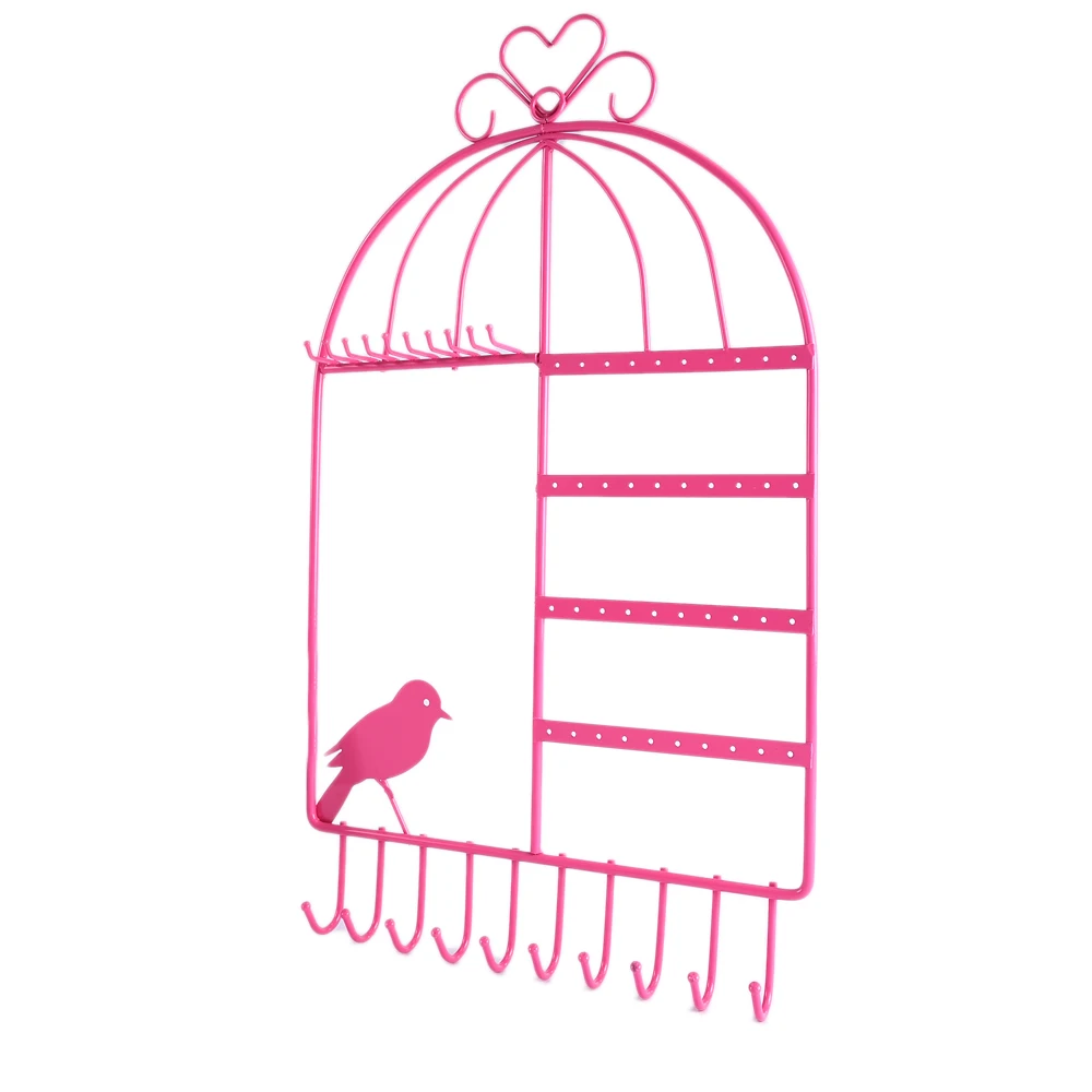 New Metal Birdcage Jewelry Holder Earring Display Hanger Necklace Organizer Hook