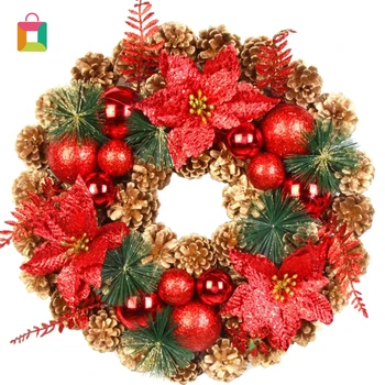 

1pc Christmas Pine Cone Garland Red 40CM Pine Cone Garland Wind Simulation Christmas Ornament Pendant Cozy