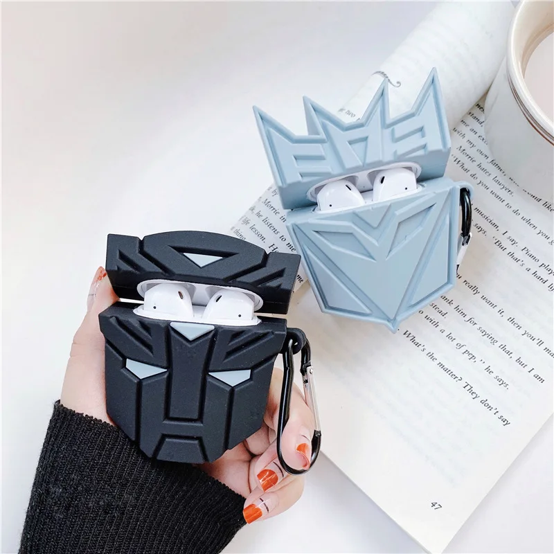 3D Case for AirPods Cartoon Earphone Cases for Apple Airpods 2 Accessories Protect Cover with Keychain Stereoscopic Robot Design