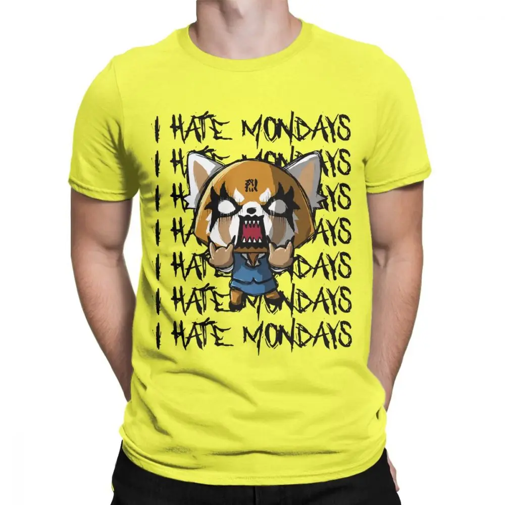 Мужская футболка Aggretsuko aggression Retsuko Camiseta I Hate Monday футболки из хлопка Одежда забавная фраза футболки с принтом - Цвет: Цвет: желтый