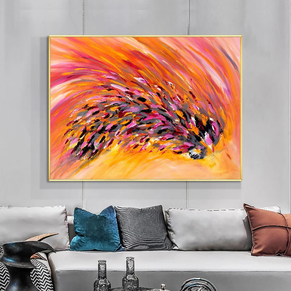 

Abstract Thick Acrylic Feather Oil Painting On Canvas 100% Hand Painted Wall Art Poster For Modern Living Room House Decoration