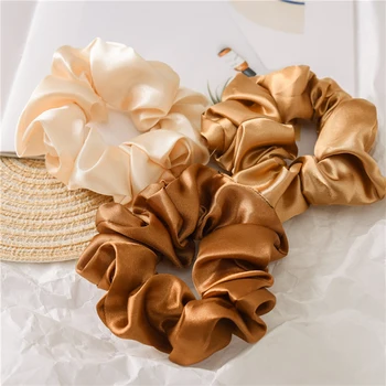 1PC Satin Silk Solid Color Scrunchies Elastic Hair Bands 2019 New Women Girls Hair Accessories Ponytail Holder Hair Ties Rope