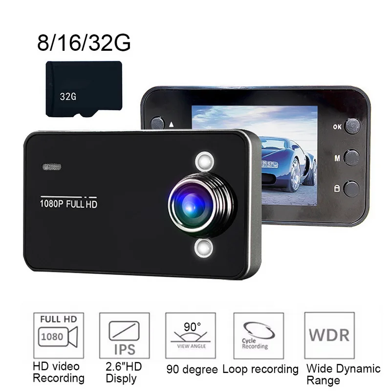 

2.6inch Car Camera Dashboard Dash Cam FULL 1080P Screen 170 Degree Super Wide Angle Cameras Recorder DVR Camera Video Recorder