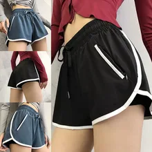Newly Women Sports Shorts Solid Color Quick Dry Breathable Yoga Short Pants with Pocket S66