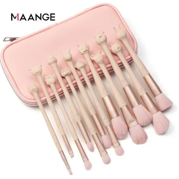 

MAANGE 12 Pcs Makeup Brushes Set with Bag Case Cute Foundation Concealer Eyeshadow Blush Make Up Brush Beauty Gift Set for Women