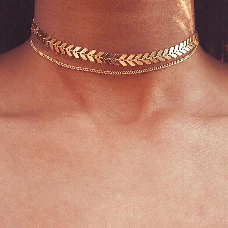 

Necklaces For Women Bohemia Style Leaves Chain Sequins Choker Jewelry Statement Necklaces Party Jewelry Best Gift Wholesale