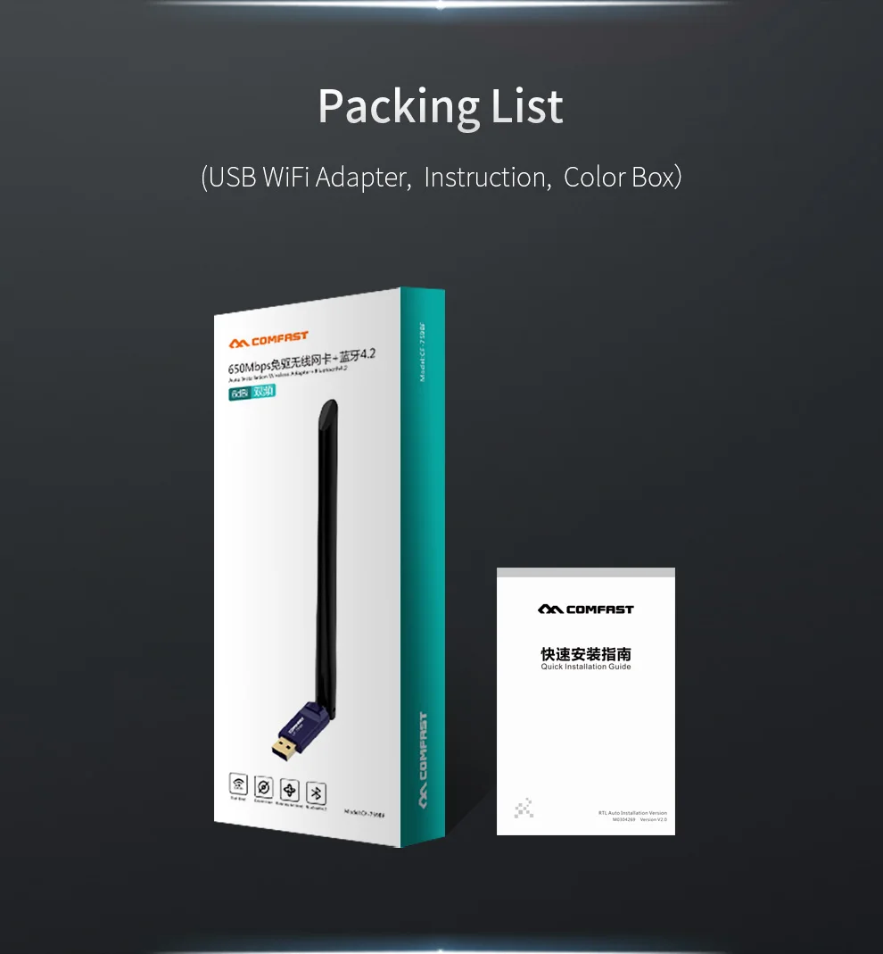Comfast CF-959BF 802.11b/g/n/AC USB WiFi адаптер 650M PC сетевая карта антенна Wi-Fi bluetooth 4,2 5,8G USB Ethernet WiFi получить