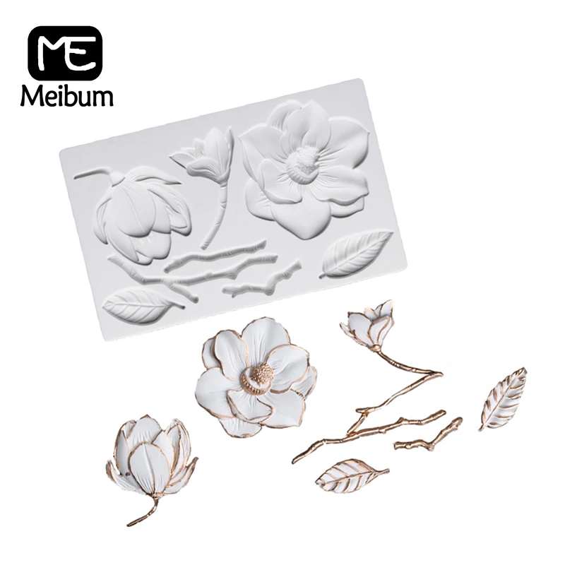 Meibum Fondant Mold Camellia Pattern Gumpaste Sugarcraft Инструменты для выпечки силиконовая формочка в
