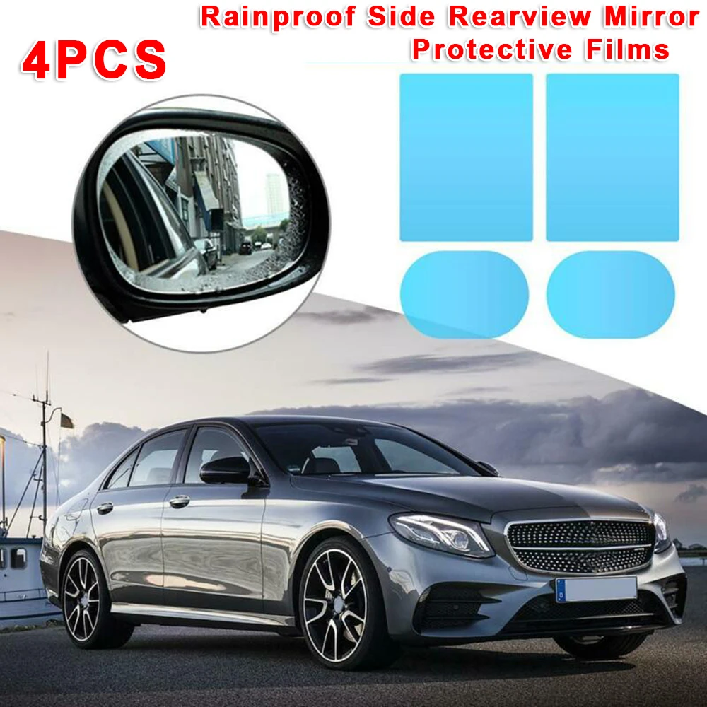 

4pcs Car Rearview Mirror Side Window Glass Anti-Fog Film Rain Protection High Light Transmittance