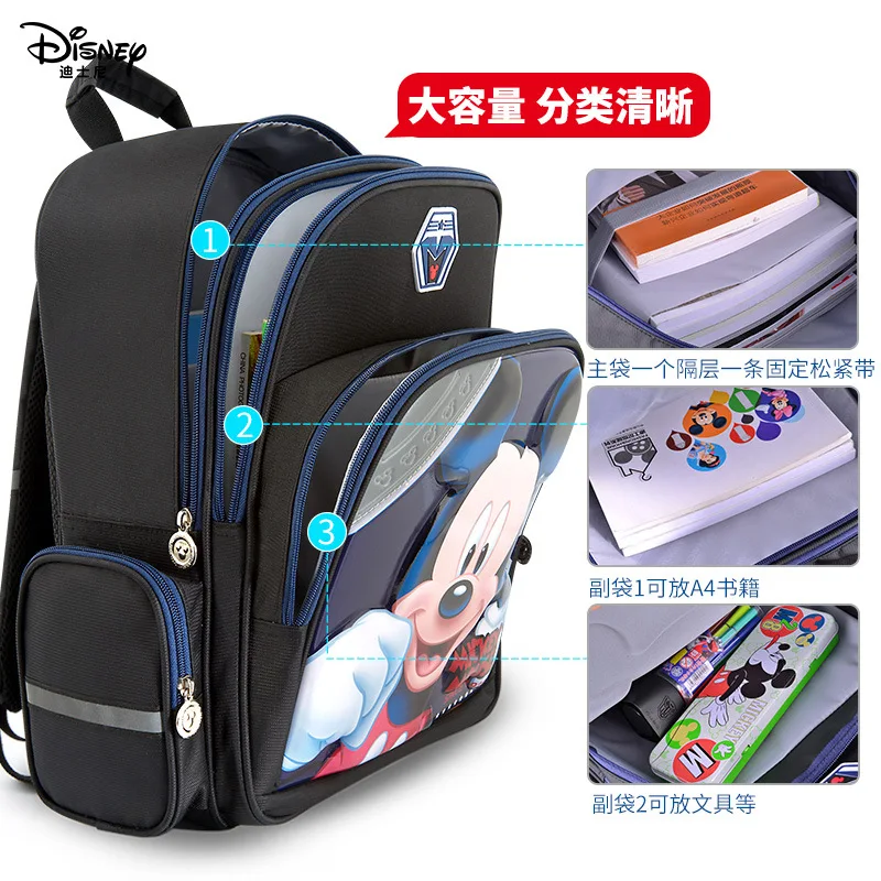 Disney Mickey mouse children schoolbag boy girls Kids backpack large capacity waterproof reflective strip Travel birthday gift