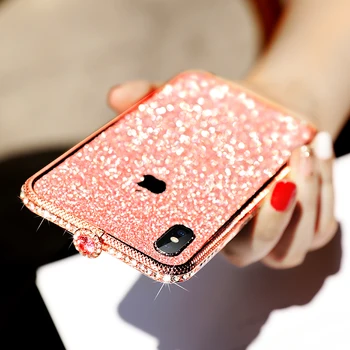 

for iPhone 11 Pro Max Bumper Case Xr Xs Max 8 7 6 6s Plus Luxury Queen Bling Diamond Metal Bumper Glitter Cover Women Rhinestone