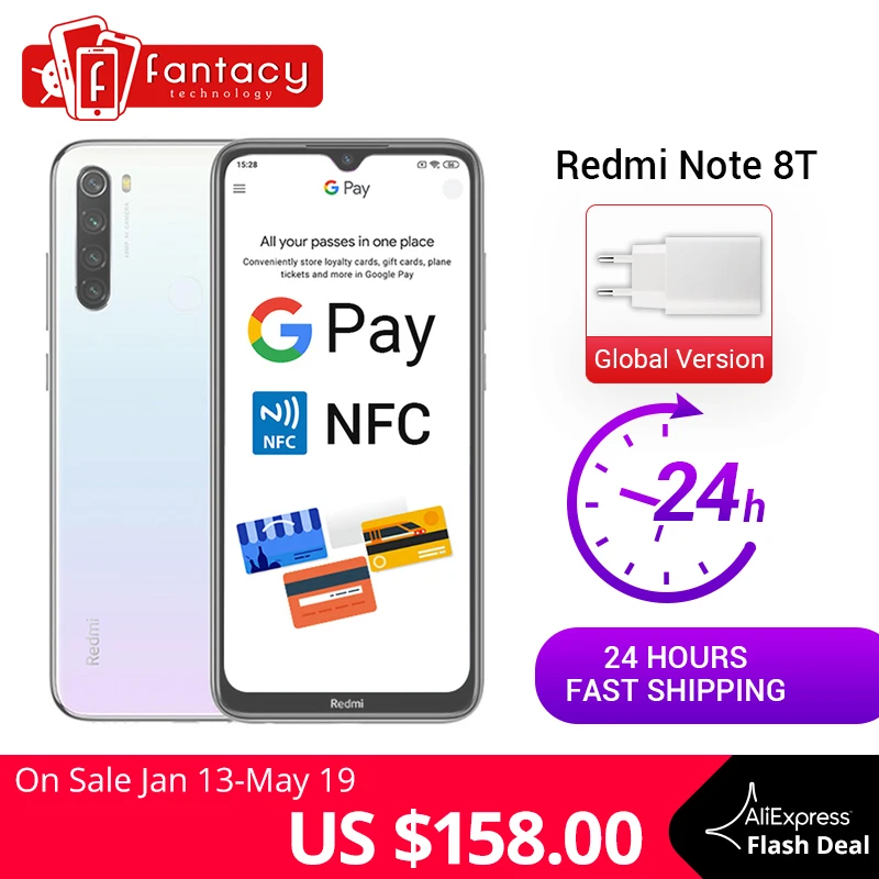  New Arrival Global Version Redmi Note 8T 8 T 4GB RAM 64GB ROM Snapdragon 665 Octa Core 6.3' FHD+ 48