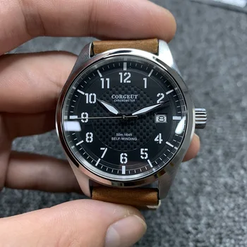 

High quality 40mm men's automatic mechanical watch Japanese NH35 movement C3 super luminous leather strap waterproof watch