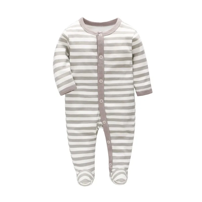 Одежда для новорожденных мальчиков и девочек от 0 до 7 месяцев цельный комбинезон с рисунком из мультфильмов на пуговицах хлопковые пижамы для малышей - Цвет: G