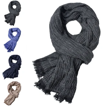 

Winter scarf men solid cotton scarf female & male shawl wrap jacquard weave long scarfs with tassels 80*200cm