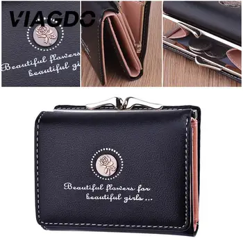

Handbag Coin Purse Leather Pocket Card Girl Cash Flower Rose Simple Bag Printing