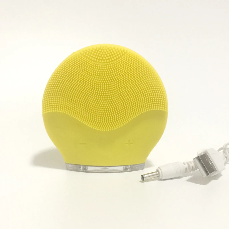 yellow No box Очищающая щетка для лица Мини силиконовая Очищающая электрическая Бытовая мойка Водонепроницаемая ультразвуковая моющая щетка Очищающая поры лицо SU214 - Цвет: yellow No box