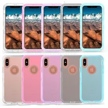 100 шт., 3 в 1, прозрачный чехол с роботом для iPhone X, XS, MAX, 8, 7 Plus, 360, полная защита, противоударный, прозрачный, Жесткий Чехол из поликарбоната