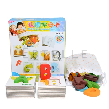 

Children Recognition Letter Animal Digital Cognitive Card For Kids Educational Wooden Puzzle puzzle Toy Christmas Gifts