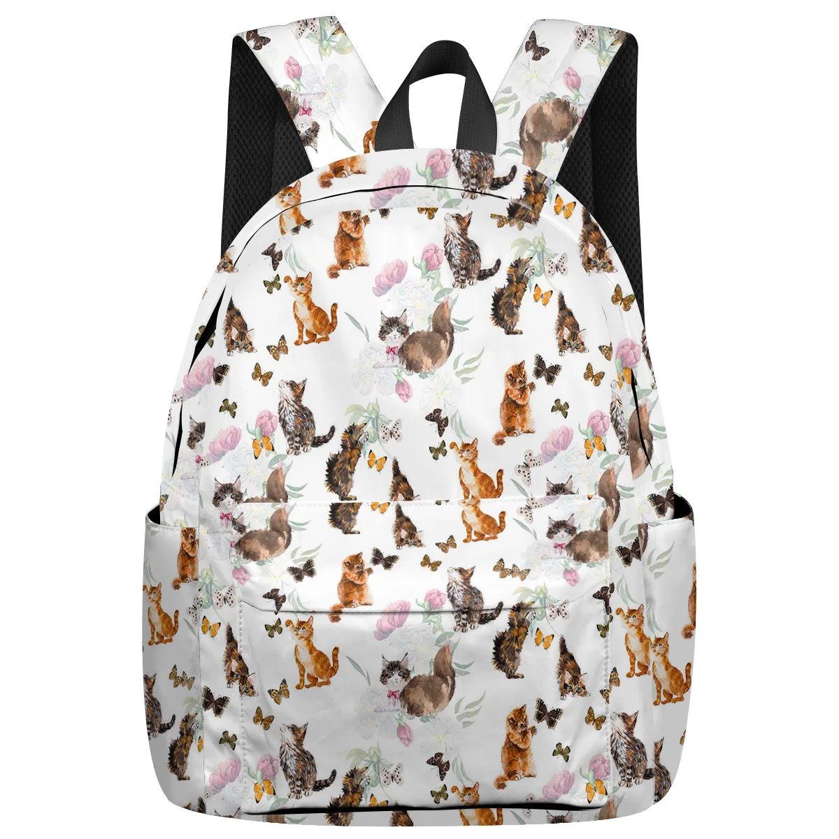 

WHEREISART Watercolor Cat Butterfly Playful Flower Backpacks Internal Frame Backpacks Tactical Backpacks Hiking Daypacks
