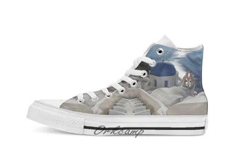 

Stairway to Blue Domed Church Custom Casual High Top lace-up Canvas shoes sneakers Drop shipping