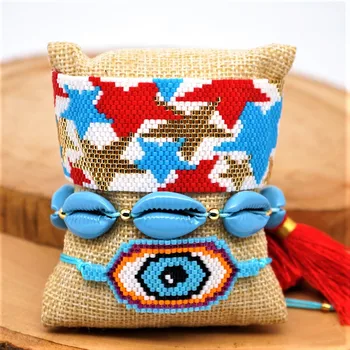 

SHINUSBOHO 2020 Women's Bracelet Turkish Evil Eye Armband Luxury Jewelry Pulseras Mujer Moda MIYUKI Bracelet Handmade Loom