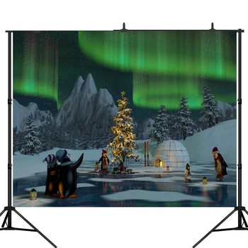 

Lyavshi penguin aurora Ice house Christmas tree Photography Backgrounds Photographic Backdrops For Photo Studio