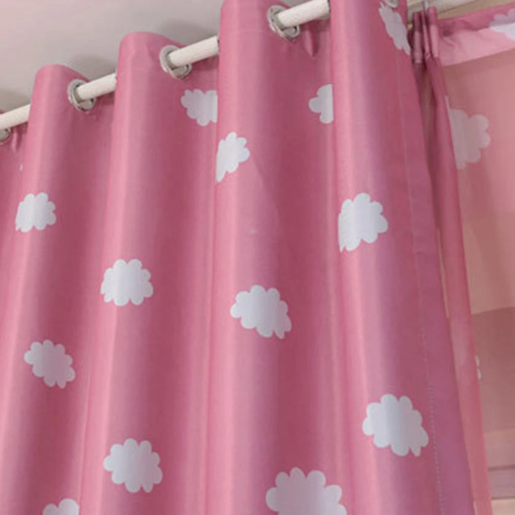 Занавеска с принтом в виде облаков, с покрытием, с люверсами, синий, розовый, занавеска для девочек, Штора для детской, для гостиной, спальни