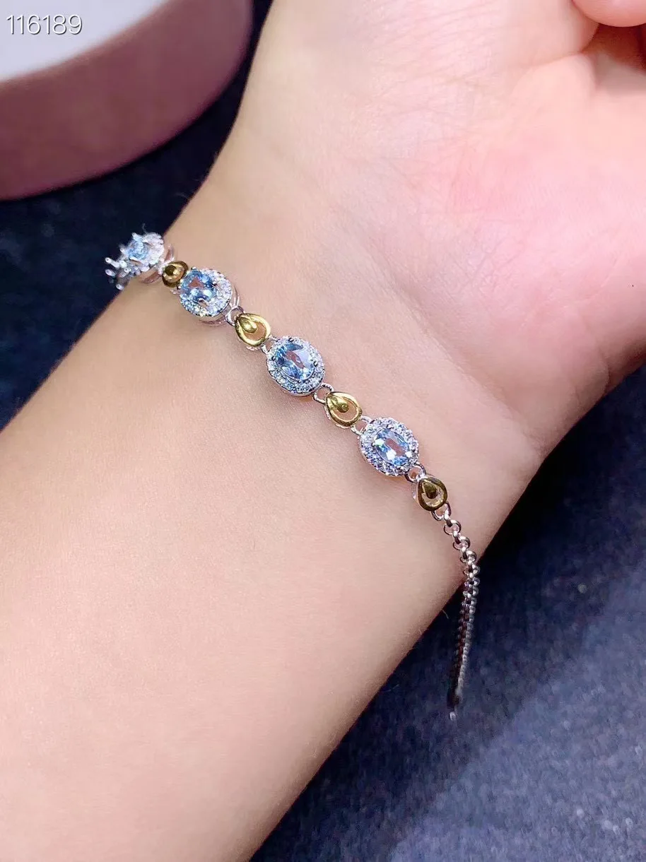 短納期 高品質 リアルで自然なアクアマリンブレスレット925スターリングシルバーアクアマリンブレスレット結婚式のベストギフト 100 売り大阪 Blog Mojeambulance Cz