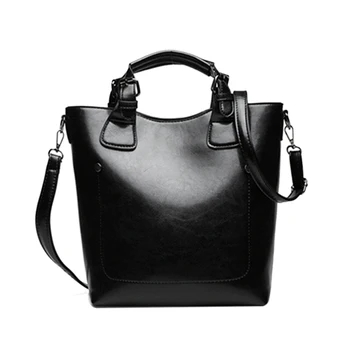 

Women Casual Handbags Oil Wax Leather Female Shoulder Bag Ladies Vintage Crossbody Bags Big Tote