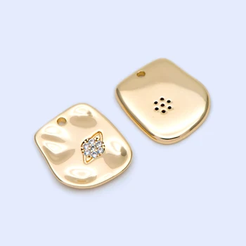 

10pcs CZ Paved Gold textured Charm 14x12mm, 18K Gold plated Brass, Saturn Pendants (GB-1160)