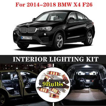 

ZXCXZ 9pcs Car Interior White LED Light Bulb Kit for 2014-2018 BMW X4 F26