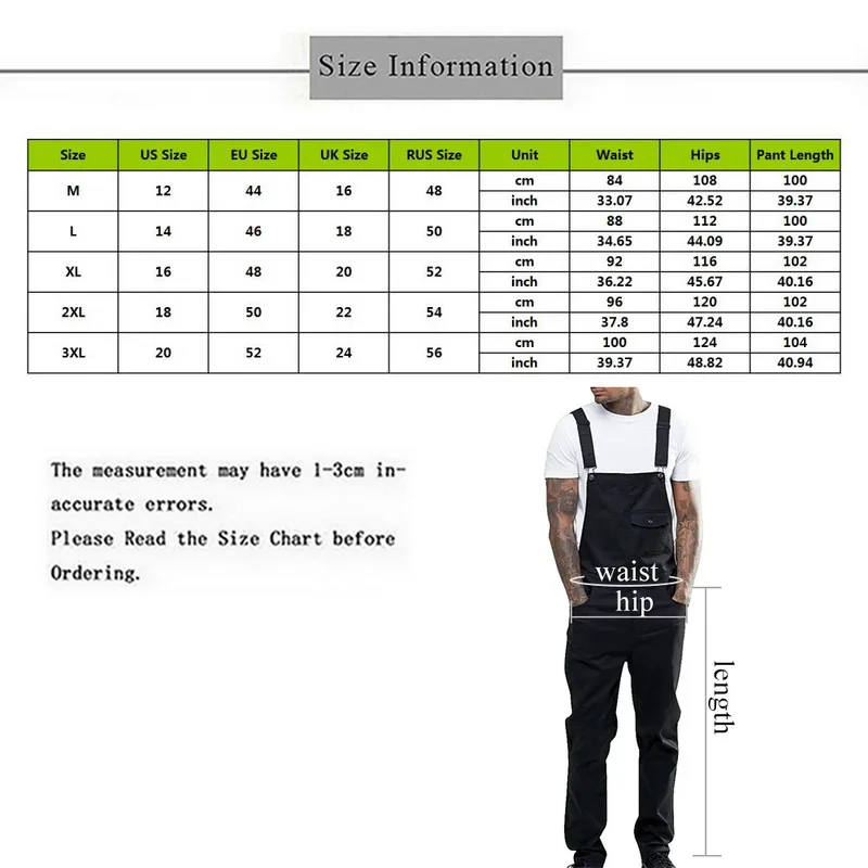 CYSINCOS New Arrival Men's Casual Loose Fit Pants Fashion Solid Color Cargo Bib Overalls Autumn Multi Pocket Trouser Jumpsuit