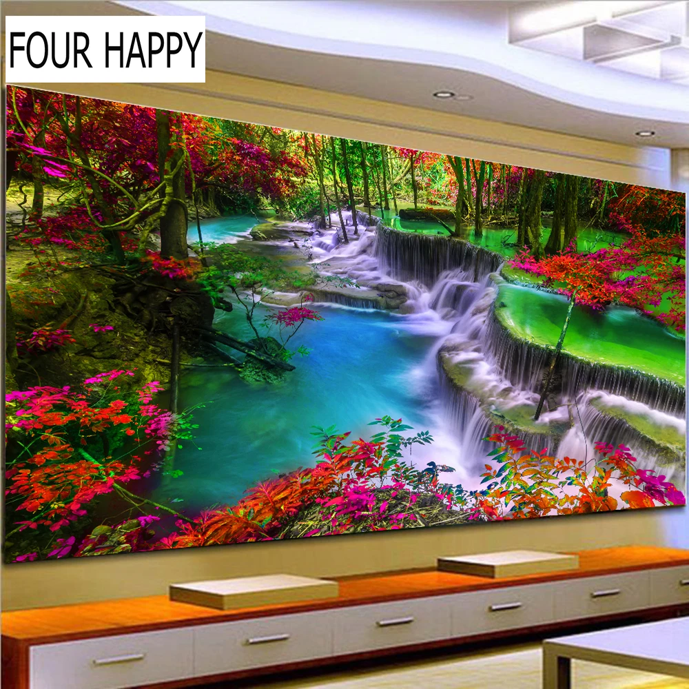Full Round Drill Landscape Painting 5D DIY Diamond 3D Embroidery Cross Stitch Home Decor Gift | Дом и сад