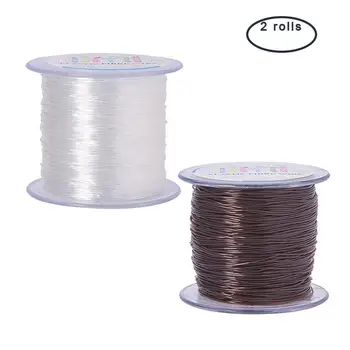 

2 Rolls 1mm Thread String Cord Clear Stretch Elastic Thread for Jewelry Making