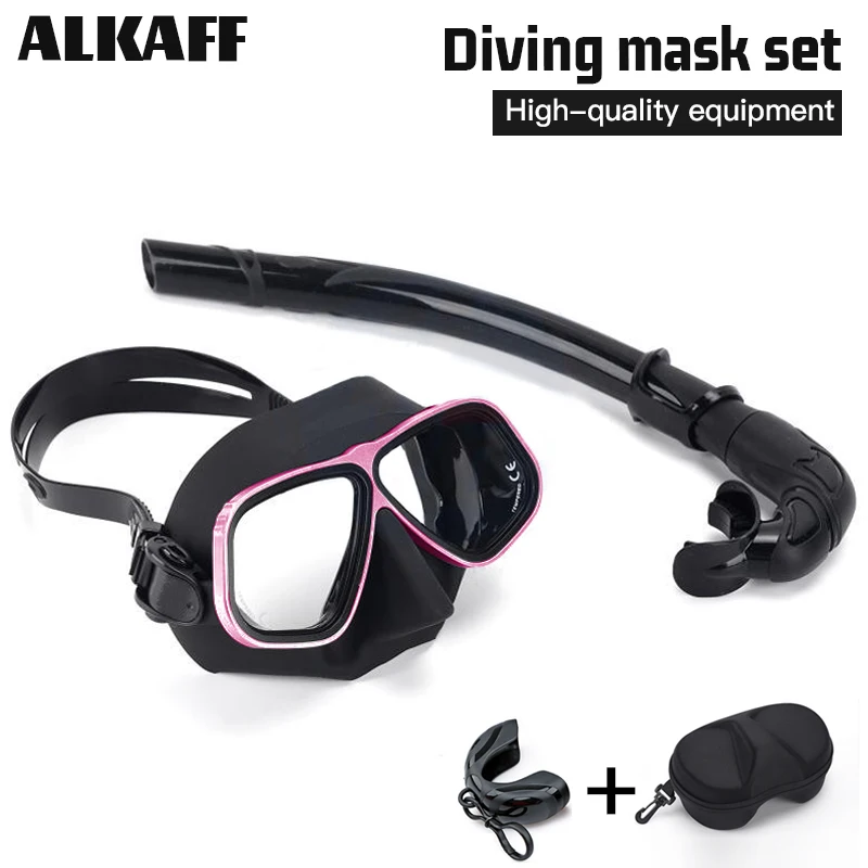 NEW Low volume aluminum alloy scuba dive mask Breathing Tube kits snorkel equip full face free diving goggles for Adults
