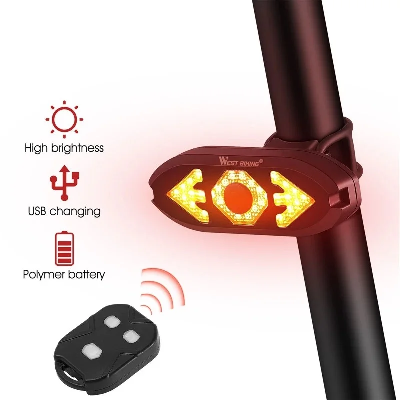 

MTB Bike Turn Signal Light Smart Remote Control Direction Indicator LED Rear Light With Horn USBRecharged Lamp Cycling Taillight