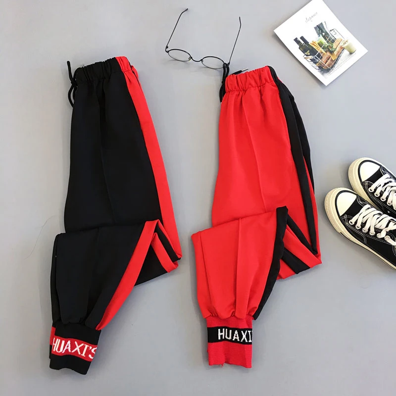 Prix Printemps Sport Cargo pantalon grande taille lettre broderie pantalon femmes taille haute Streetwear Cool fille Harajuku Hip Hop pantalon
