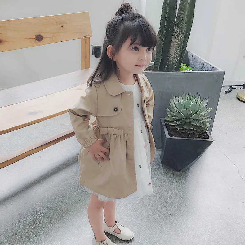 

Girls' Wind Coat Spring And Autumn Baby Coat Western Style Korean-style Children Mid-length Small CHILDREN'S Autumn Fashion 2019