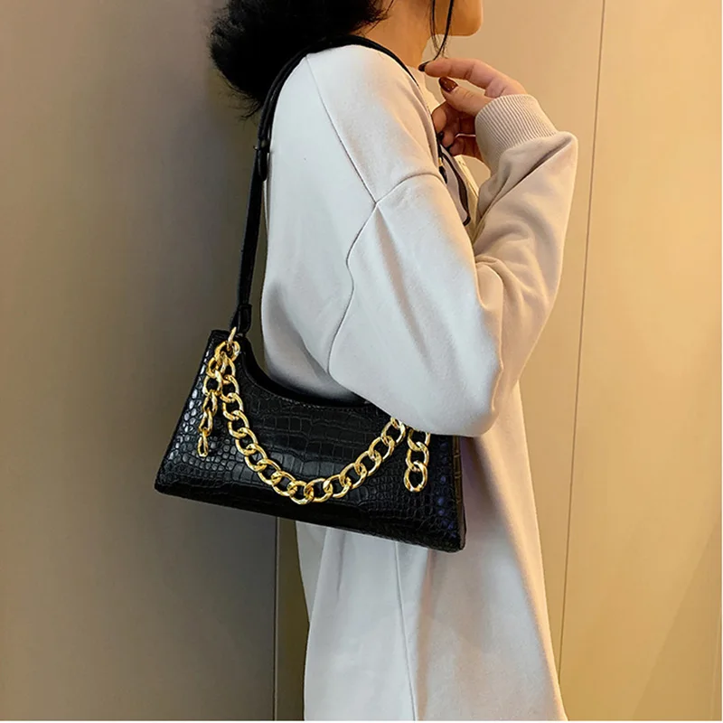 

Women Leather Handbag Luxury Designer Crossbody Bag 2019 Fashion Alligator Clutch Mini Chain Shoulder Messenger Bags Casual Tote