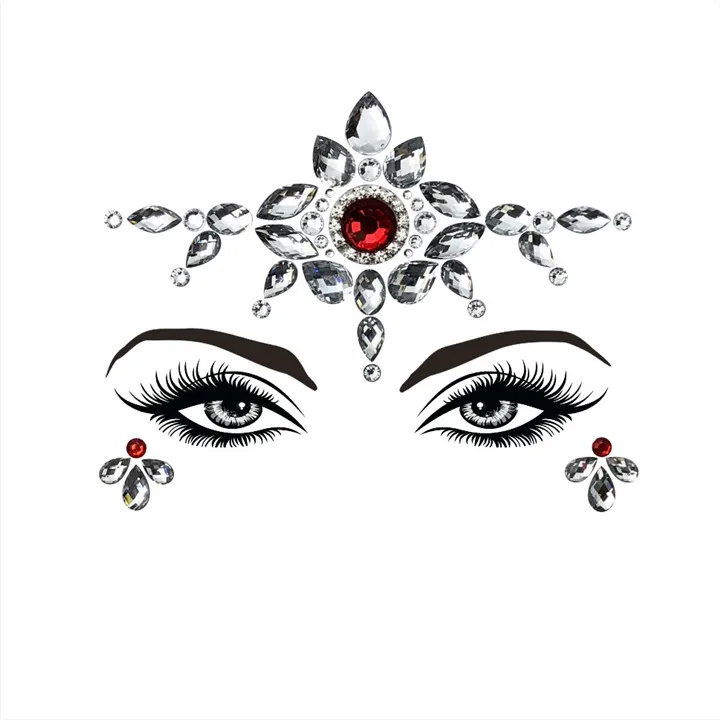 7   Colorful Rhinestone Face StickersB For Women Halloween Christmas Birthday Party Decor Beautiful Resin Gemstone Face Sticker