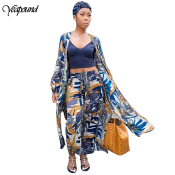 

Summer High Streetwear Tracksuit Women Long Sleeve Fashion 2 Piece Set Split Cardigan + Wide Leg Long Pant Suit Loose Outfit