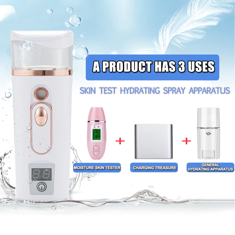 

Steam Face Nano Spray Skin moisture detection beauty meter spraying machine Humidifier Skin Care Tool USB Mobile power charging