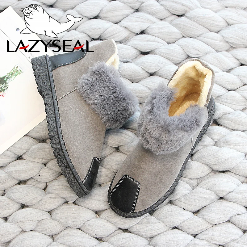 LazySeal botas mujer invierno/ г. Зимние женские ботинки женские теплые фетровые ботильоны на меху с плюшевой подкладкой на платформе Botas Mujer