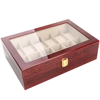

Box Organizer Gifts Display Stand Watch Box Non-Slip Jewelry Storage With Lock Home Wooden Glass Case Vintage Solid Counters